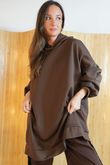 Soft Tech Jersey Oversized Hoodie Chocolate